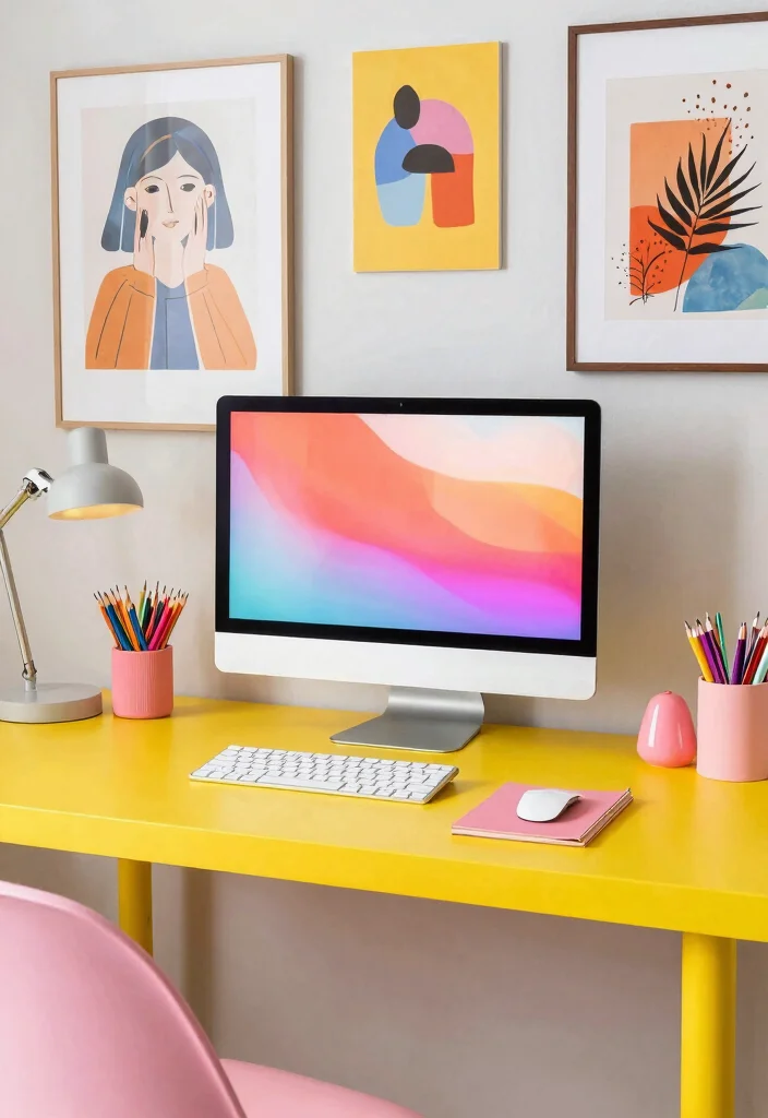 18 Girl Desk Setup Ideas That Look Cute & Organized - 16. Bright and Bold 1