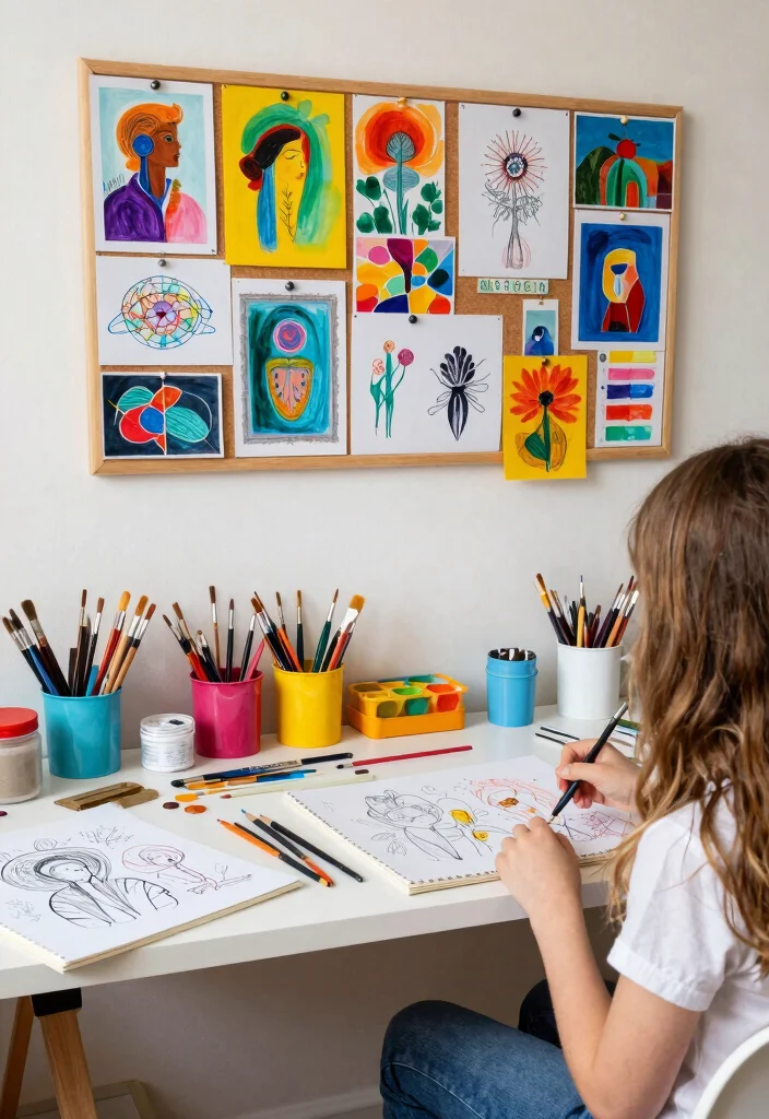 18 Girl Desk Setup Ideas That Look Cute & Organized - 9. Artistic Haven 1