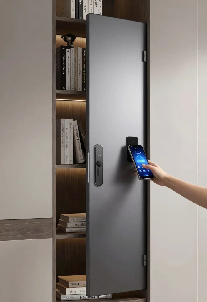 18 Hidden Bookshelf Door Ideas That Feel Magical - 16. Smart Technology Bookshelf Door 1