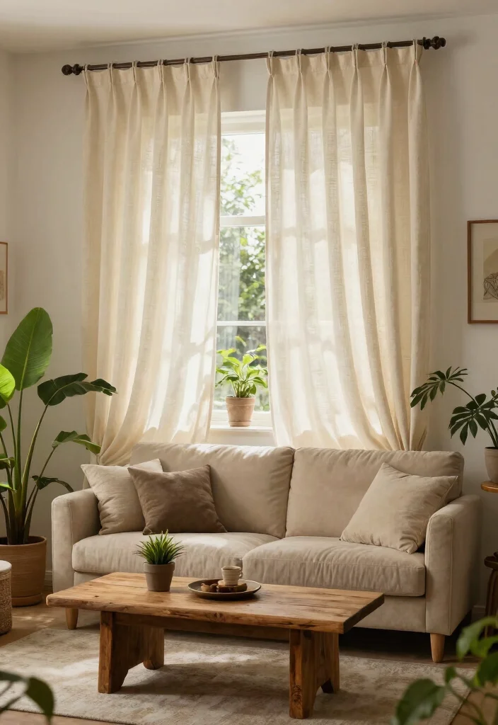 18 Living Room Curtains Ideas Modern Homes Are Loving - 1. Organic Cotton Drapes 1