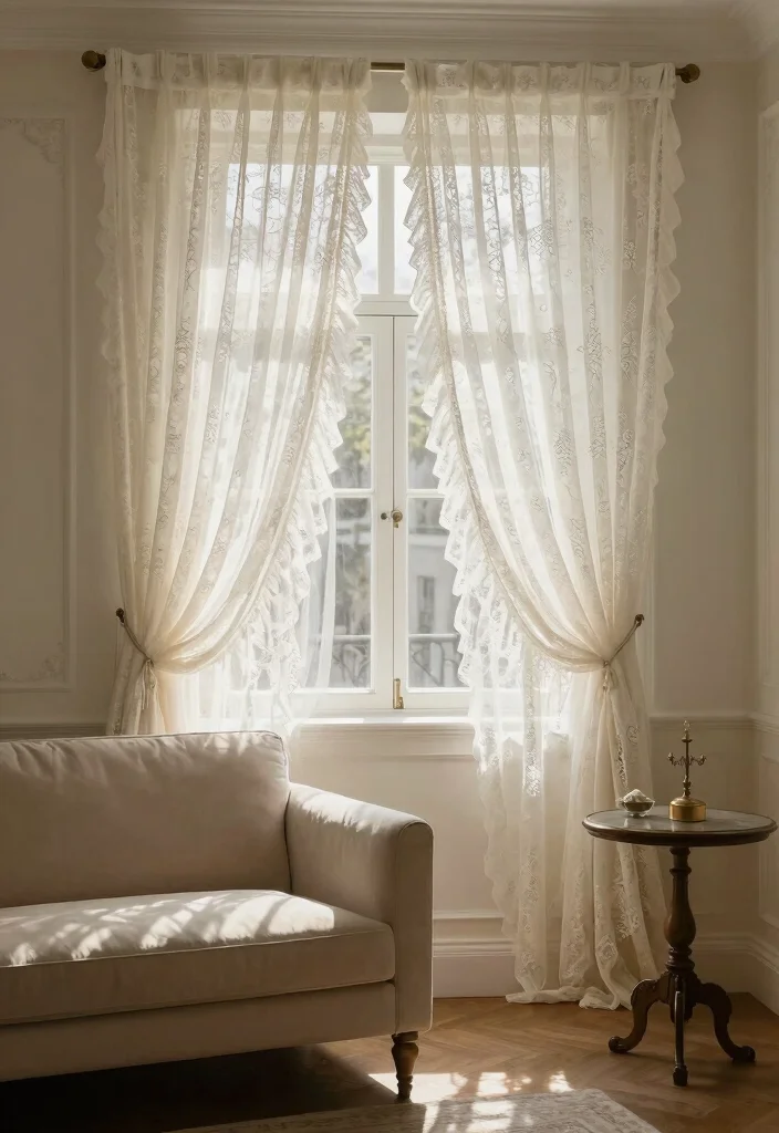 18 Living Room Curtains Ideas Modern Homes Are Loving - 14. Vintage Lace Curtains 1