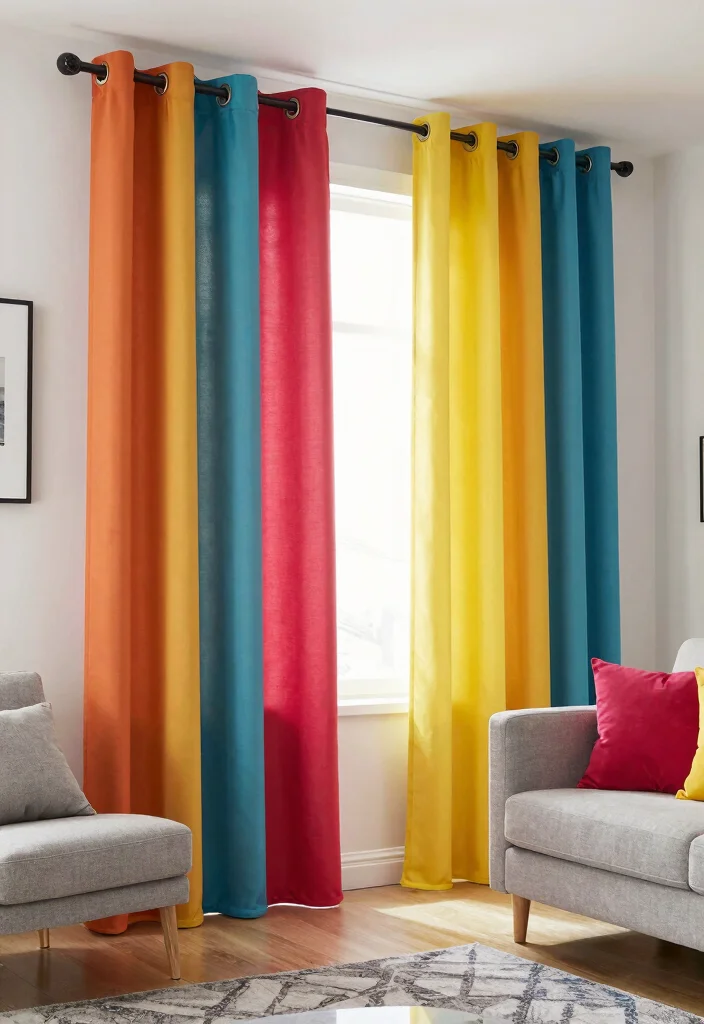 18 Living Room Curtains Ideas Modern Homes Are Loving - 18. Color Block Curtains 1