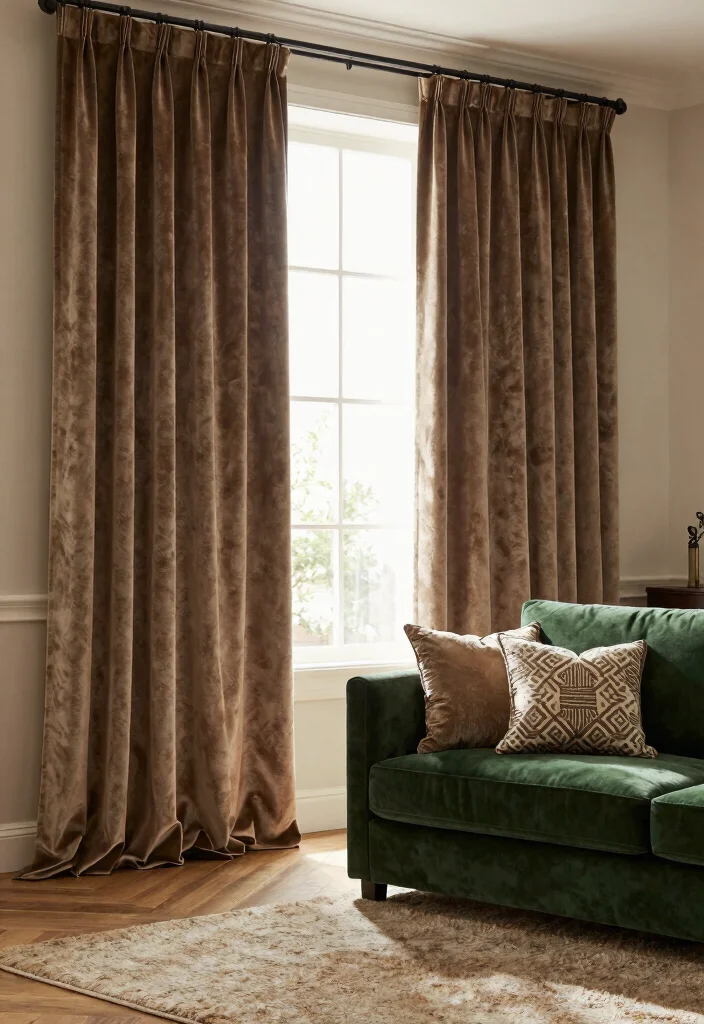 18 Living Room Curtains Ideas Modern Homes Are Loving - 7. Earth-tone Velvets 1
