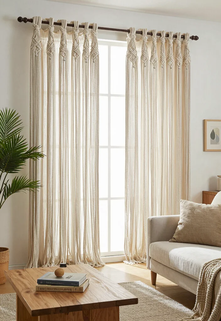 18 Living Room Curtains Ideas Modern Homes Are Loving - 8. Macrame Curtains 1
