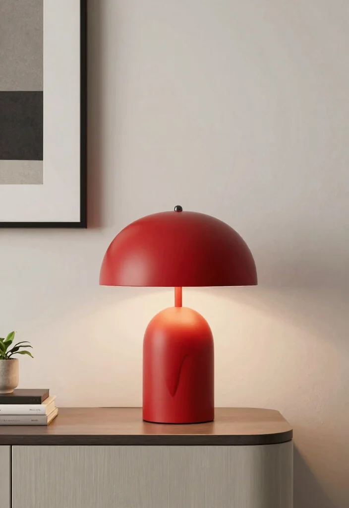 18 Red Table Lamp Ideas That Pop Boldly - 1. Sculptural Red Lamp 1