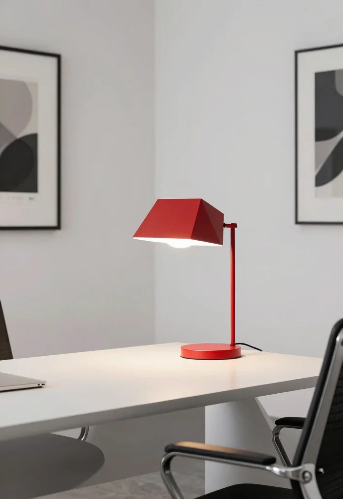 18 Red Table Lamp Ideas That Pop Boldly - 10. Geometric Red Lamp 1