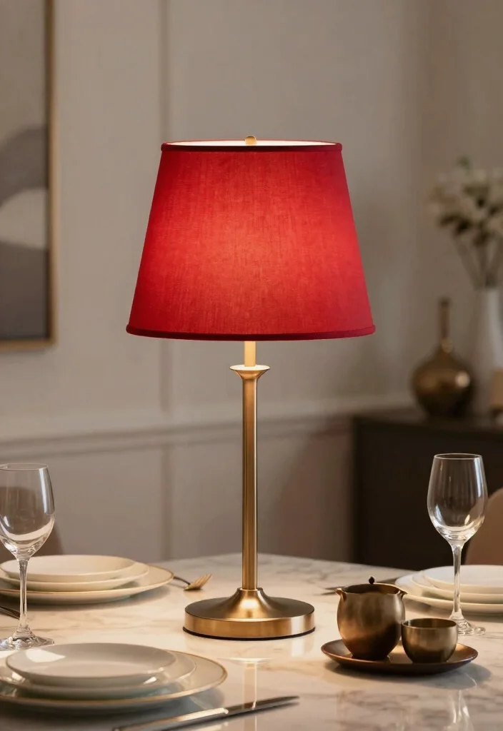 18 Red Table Lamp Ideas That Pop Boldly - 16. Chic Red Table Lamp with Shade 1