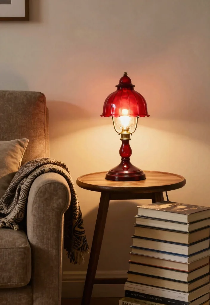 18 Red Table Lamp Ideas That Pop Boldly - 2. Vintage-inspired Red Glass Lamp 1