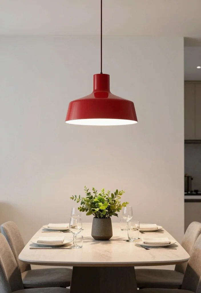 18 Red Table Lamp Ideas That Pop Boldly - 4. Statement Pendant Red Lamp 1