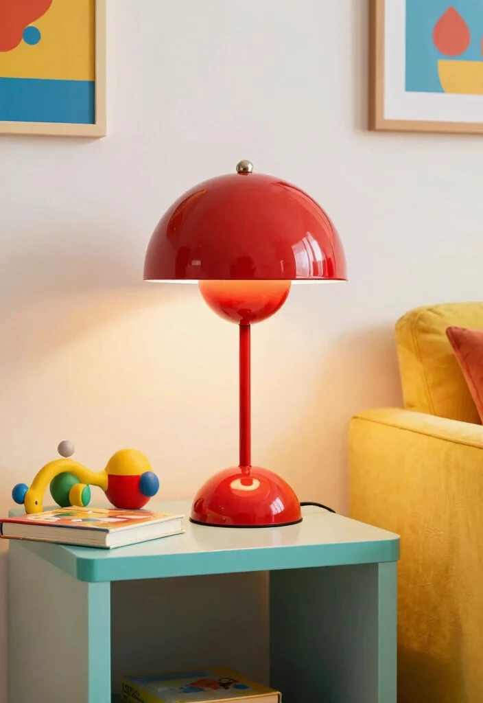 18 Red Table Lamp Ideas That Pop Boldly - 8. Retro Red Table Lamp 1