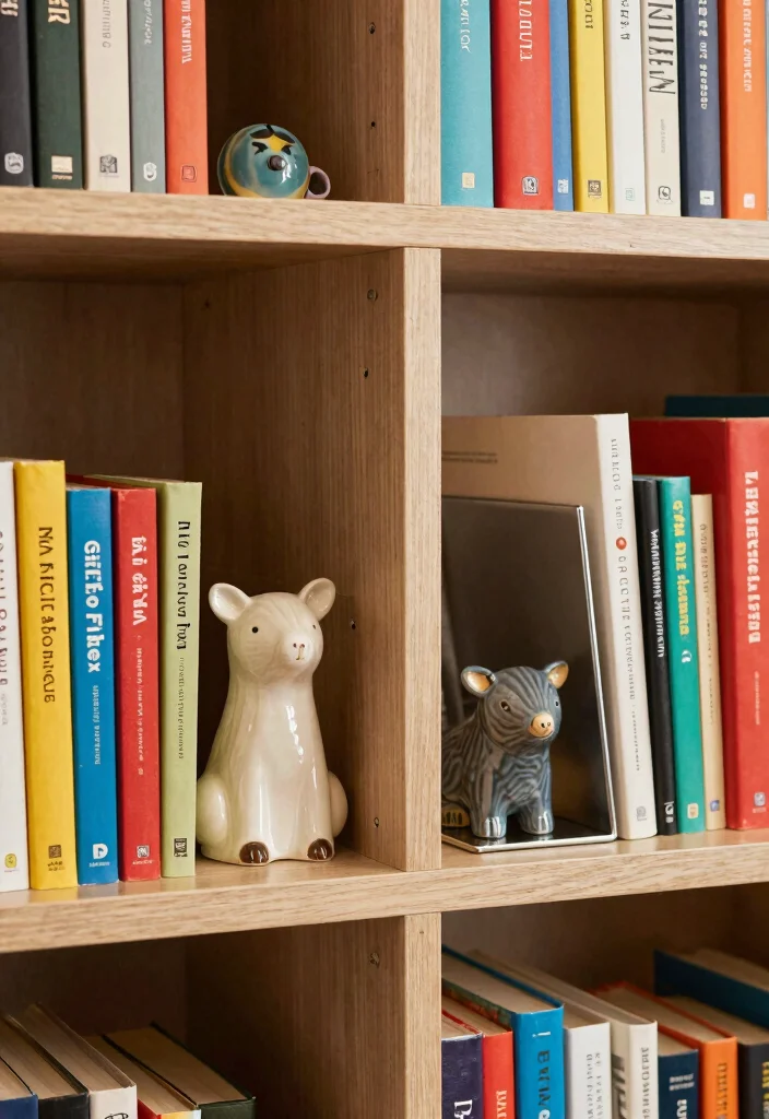 18 Simple Bookshelf Ideas That Still Look Stylish - 10. Bookends as Decor 1