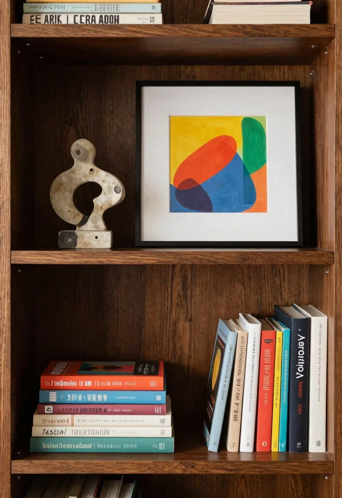 18 Simple Bookshelf Ideas That Still Look Stylish - 3. Artistic Display 1