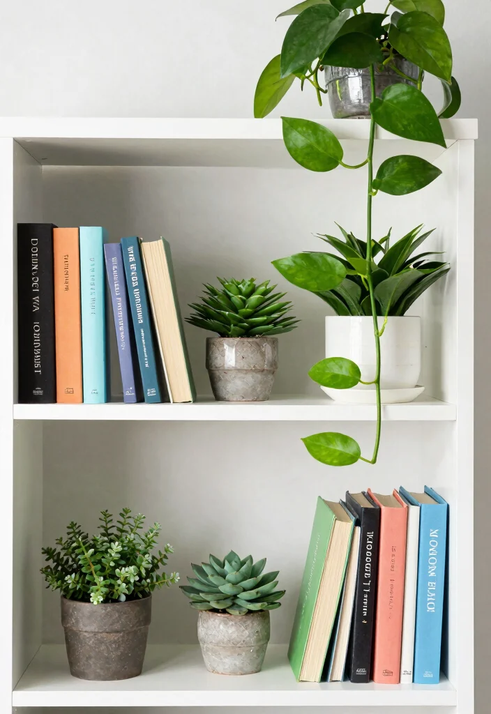 18 Simple Bookshelf Ideas That Still Look Stylish - 7. Nature's Touch 1