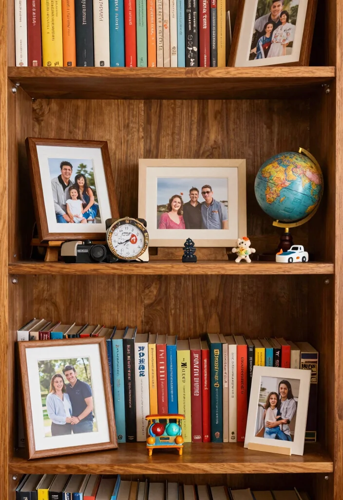 18 Simple Bookshelf Ideas That Still Look Stylish - 9. Personal Mementos 1