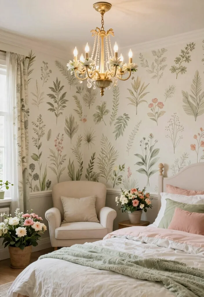 18 Small Chandelier Bedroom Ideas With Soft Sparkle - 12. Garden Inspired 1