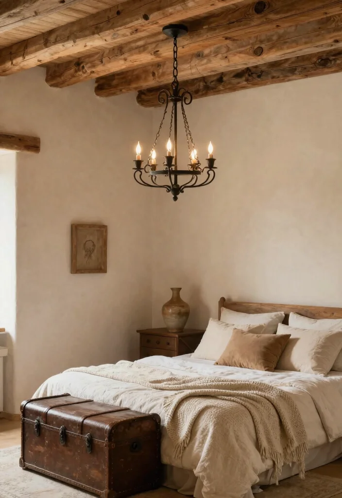 18 Small Chandelier Bedroom Ideas With Soft Sparkle - 4. Rustic Elegance 1