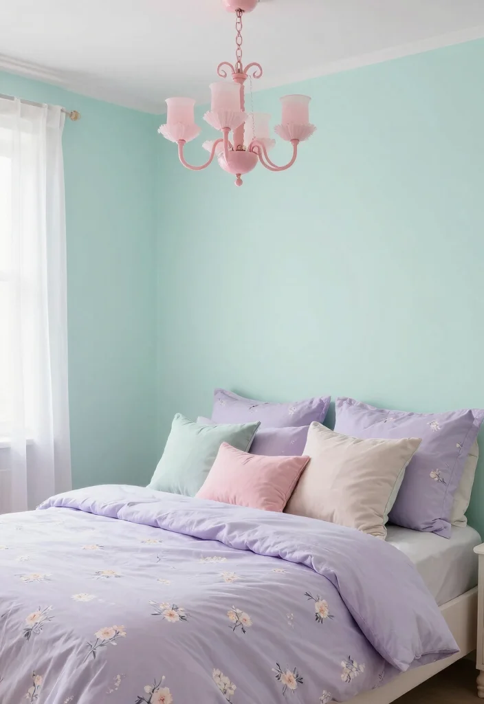 18 Small Chandelier Bedroom Ideas With Soft Sparkle - 7. Soft Pastel Dreams 1