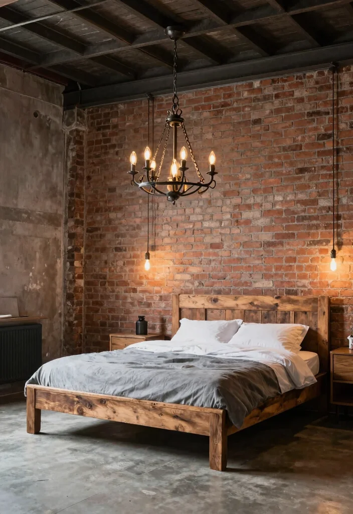 18 Small Chandelier Bedroom Ideas With Soft Sparkle - 8. Industrial Edge 1